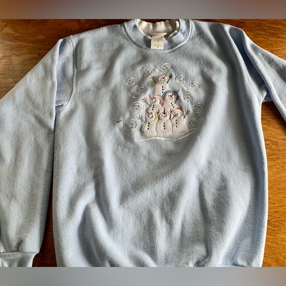 Vintage Top Stitch by Morning Sun Sweatshirt M Snowmen Snow Grandma FLAWS - Picture 2 of 15
